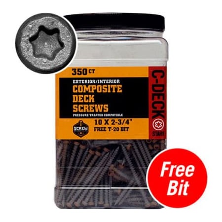 Screw Products Deck Screw, #10 x 2-3/4 in, Trim Head Torx Drive CD234RW75